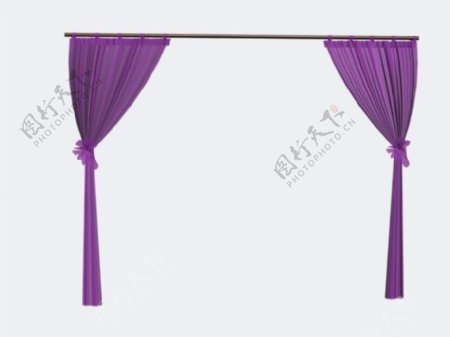 3d3dmax紫色窗帘半透明模型