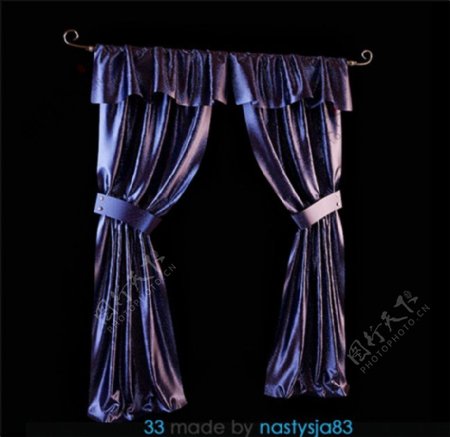 紫色窗帘3模型素材