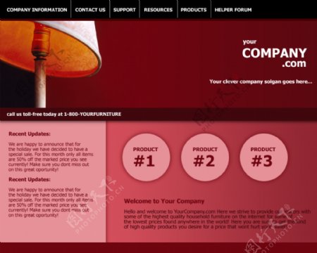 红色灯具公司网页模板