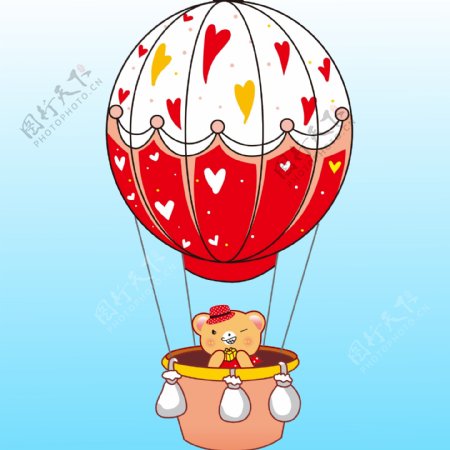印花矢量图可爱卡通热气球卡通动物小熊免费素材
