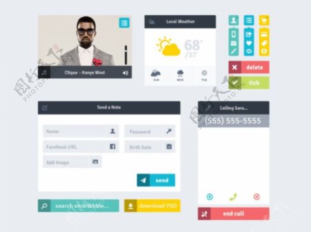扁平界面设计PSD素材