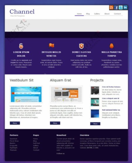 紫色企业项目网站模板图片