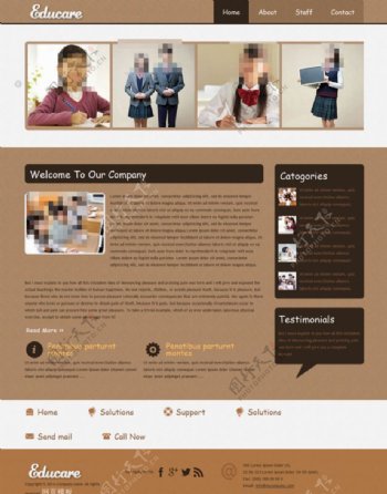 棕色风格教育网站模板图片