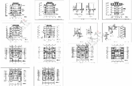 五层独立住宅cad图纸