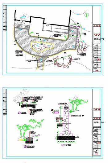 园林会所南入口cad图纸