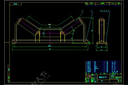 03C0122槽型托辊组CAD图纸