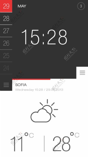 天气时间APP界面设计素材