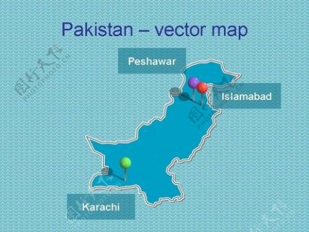 巴基斯坦免费PowerPoint的地图