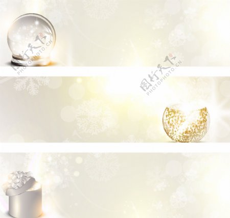 银色梦幻圣诞背景横幅图片