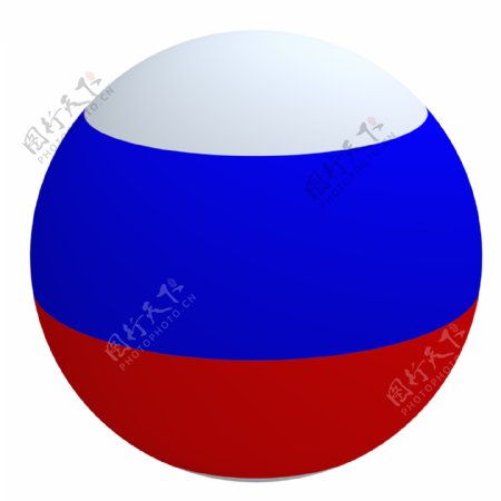 俄罗斯国旗在球白色隔离