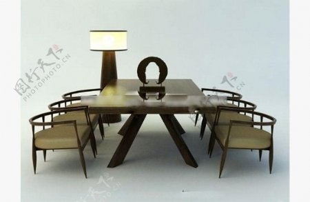 现代桌椅3D模型