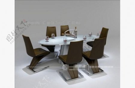 后现代桌椅3D