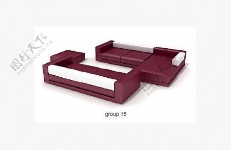 紫色简约沙发3D模型