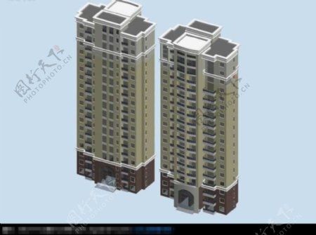 高层塔式住宅楼建筑模型