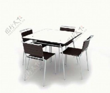 简约方形餐桌椅模型