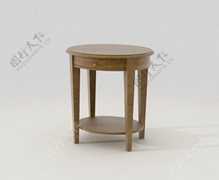 3D欧式圆木桌模型