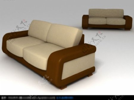 时尚真皮沙发3D模型素材