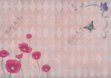 花卉蝴蝶墙纸图案