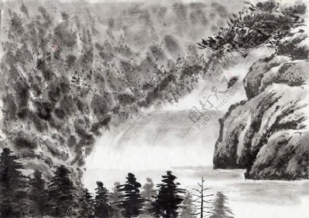 丛林山水古风绘画