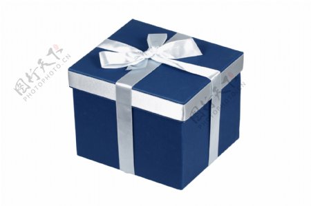 银带蓝色的礼品盒