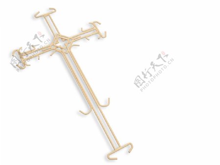 金属丝制成的孤立在白色十字架