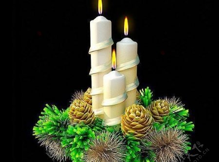松针松果装饰圣诞节蜡烛Christmas