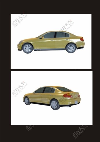 黄色小轿车3d模型