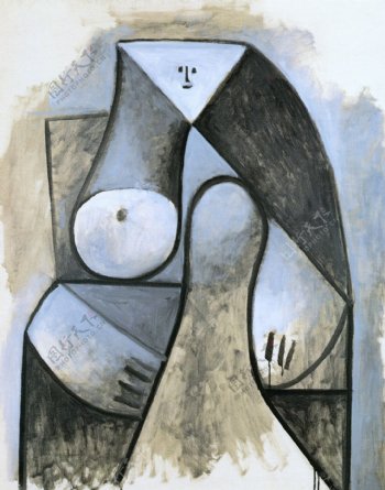 1947Femmeassise西班牙画家巴勃罗毕加索抽象油画人物人体油画装饰画