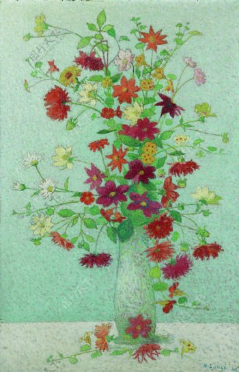 AchilleLaugeFlowers1938花卉水果蔬菜器皿静物印象画派写实主义油画装饰画