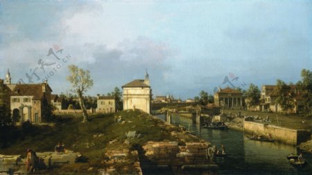 CanalettoVenetian3风景建筑田园植物水景田园海洋船只印象画派写实主义油画装饰画