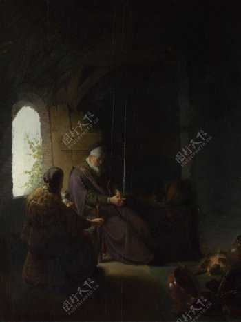 RembrandtAnnaandtheBlindTobit高清西方古典人物宗教人物神话人物巴洛克艺术油画装饰画