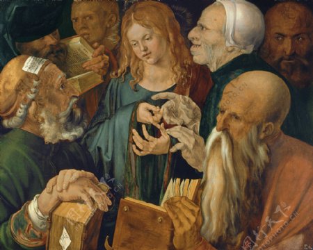 AlbrechtDurerJesusamongtheDoctors1506德国画家阿尔弗雷德丢勒AlbrechtDrer人物肖像油画装饰画油画