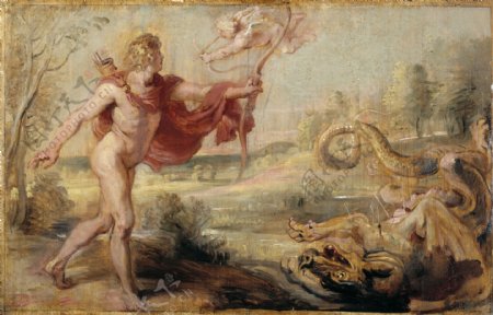 RubensPeterPaulApolloandthePythonCa.1636德国画家彼得保罗鲁本斯peterpaulrubens宫廷人物人体油画装饰画