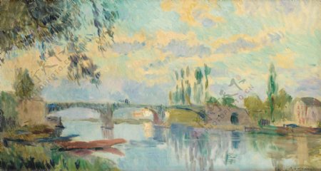 AlbertLebourgTheBridgeofChatou1905法国画家阿尔伯特勒堡AlbertLebourg印象派风景自然山水油画装饰画