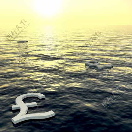 英镑浮动到日落显示财富或收入的钱