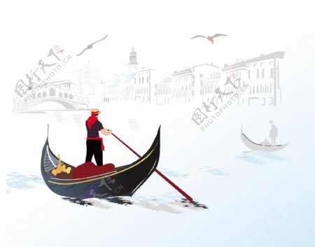 素描威尼斯城市风景图片