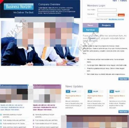 商业设计蓝色网页模板