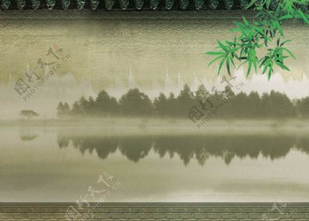 实用的水墨中国风幻灯片背景图片