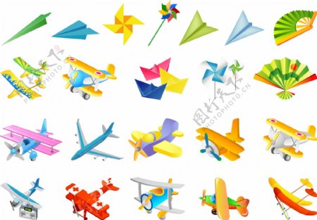 矢量儿童玩具素材纸飞机