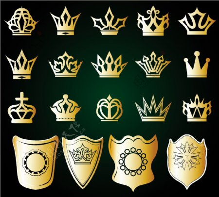 金色皇冠和盾牌
