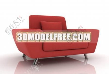 红色单人沙发3D模型