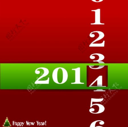 2014数字新年贺卡矢量素材