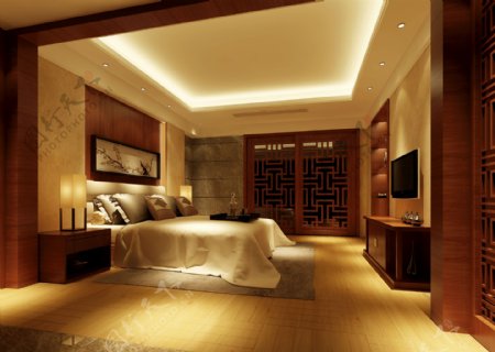 中式卧室效果图图片
