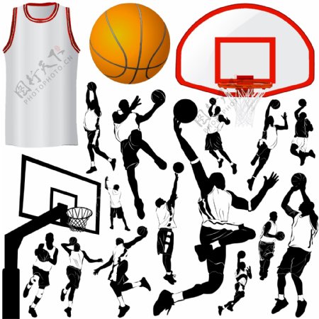 篮球相关体育运动矢量素材