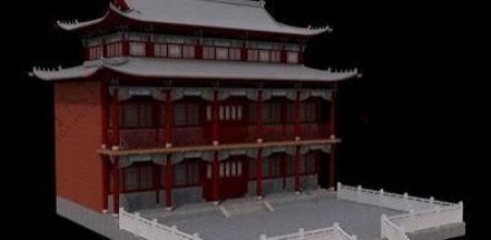 庙宇大殿的模型