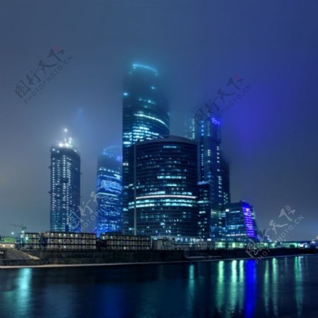 莫斯科蓝色绚丽夜景