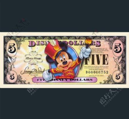 迪士尼纪念币5元正图片
