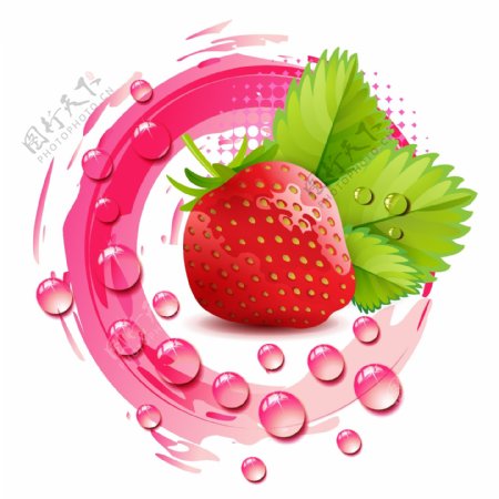 矢量新鲜草莓水果背景图片