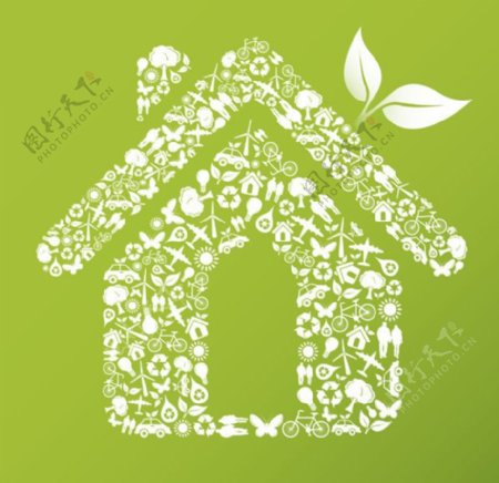 矢量环保绿色房屋素材