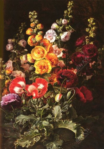 油画鲜花和罂粟装饰画